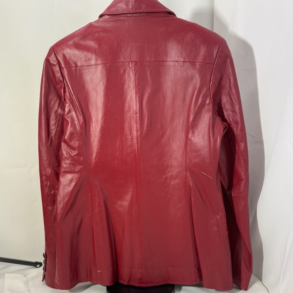 D&Co Vintage red leather blazer style jacket sz small - Picture 3 of 4